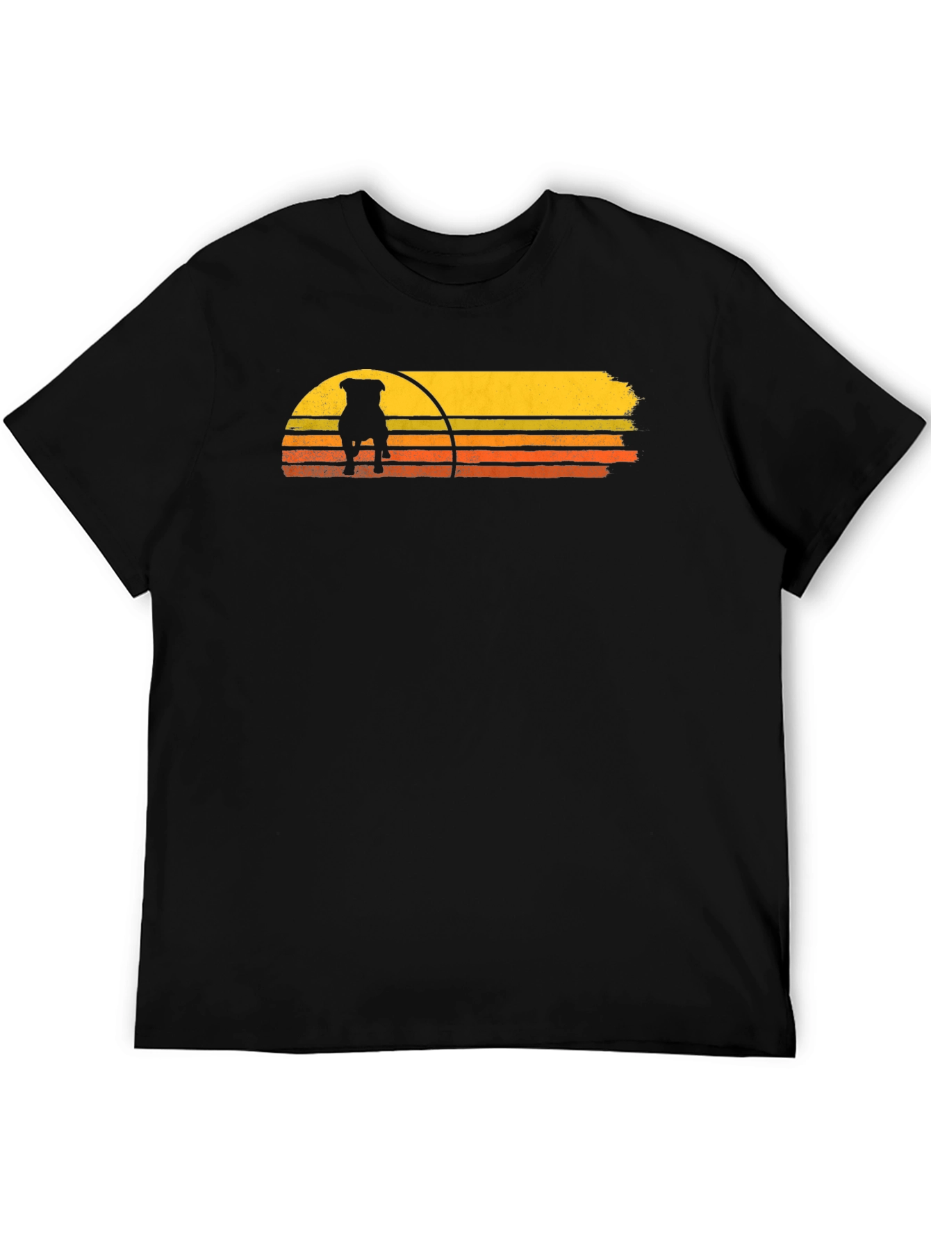 Retro Dog Sunset Graphic Tee - Black