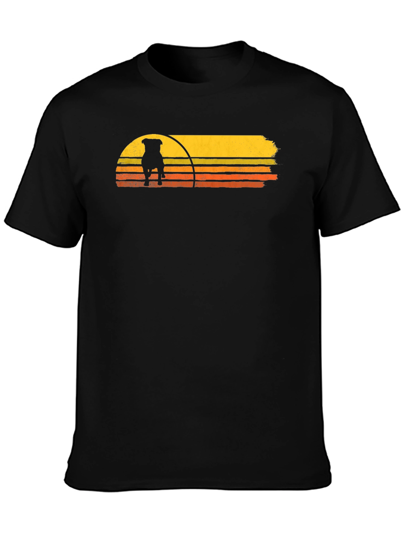 Retro Dog Sunset Graphic Tee - Black