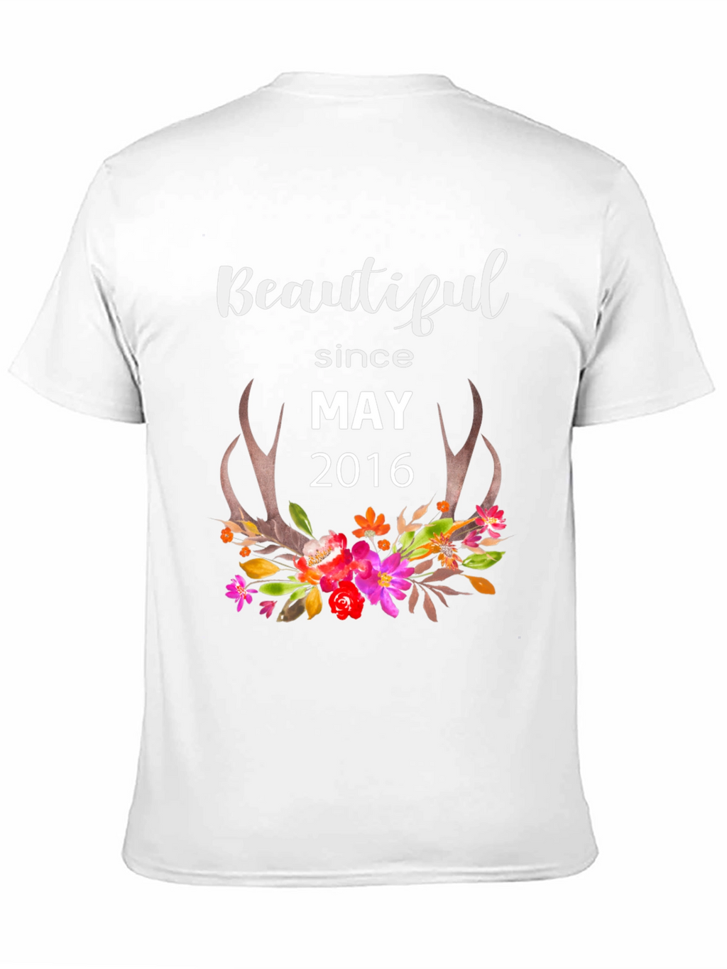 Beautiful Since May 2016 Floral Antler T-Shirt