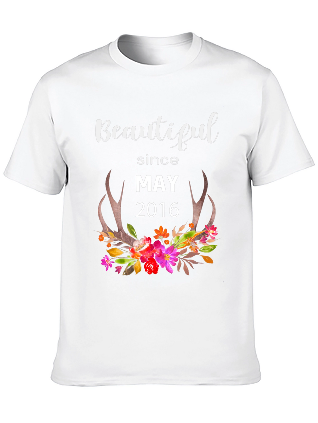 Beautiful Since May 2016 Floral Antler T-Shirt