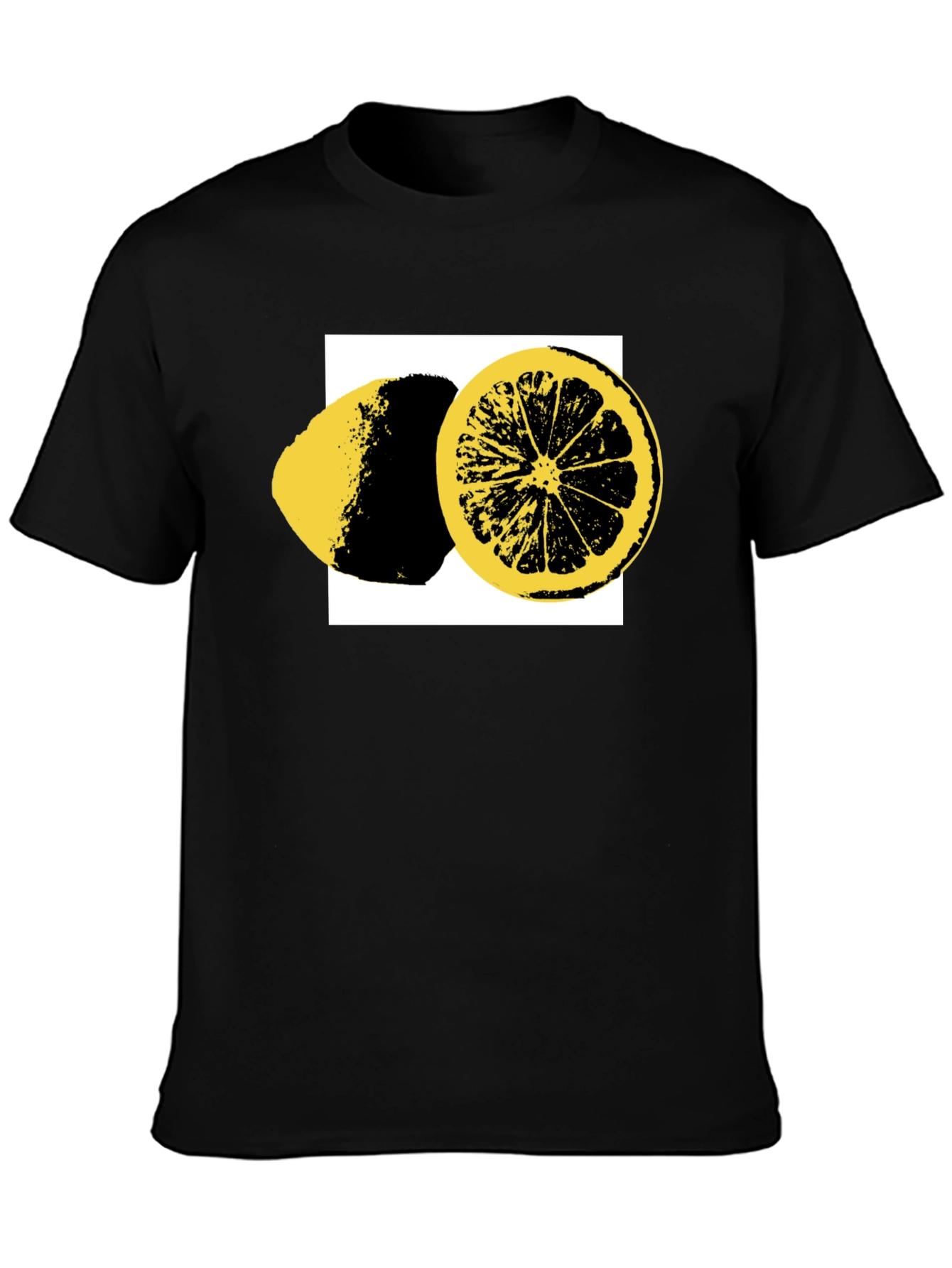 Lemon Slice Graphic Tee - Black Cotton T-Shirt