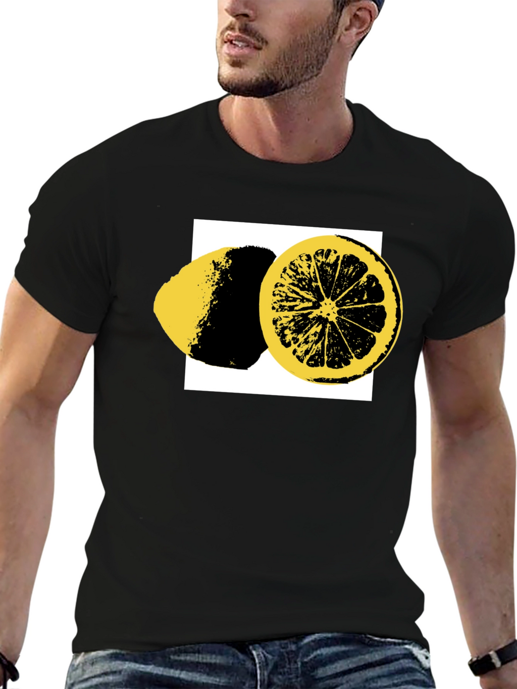 Lemon Slice Graphic Tee - Black Cotton T-Shirt