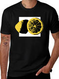 Lemon Slice Graphic Tee - Black Cotton T-Shirt