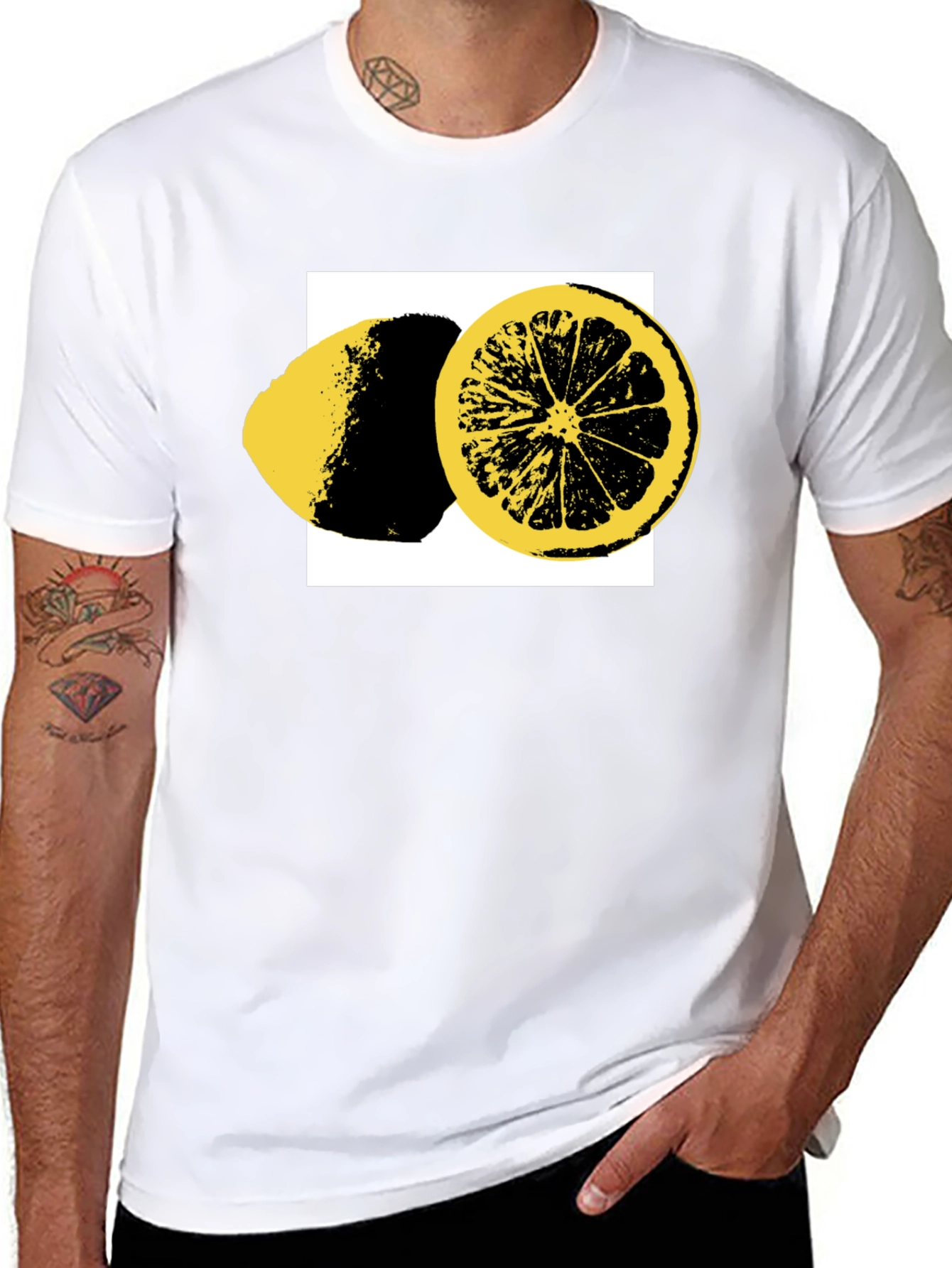 Lemon Slice Graphic Tee - Black Cotton T-Shirt