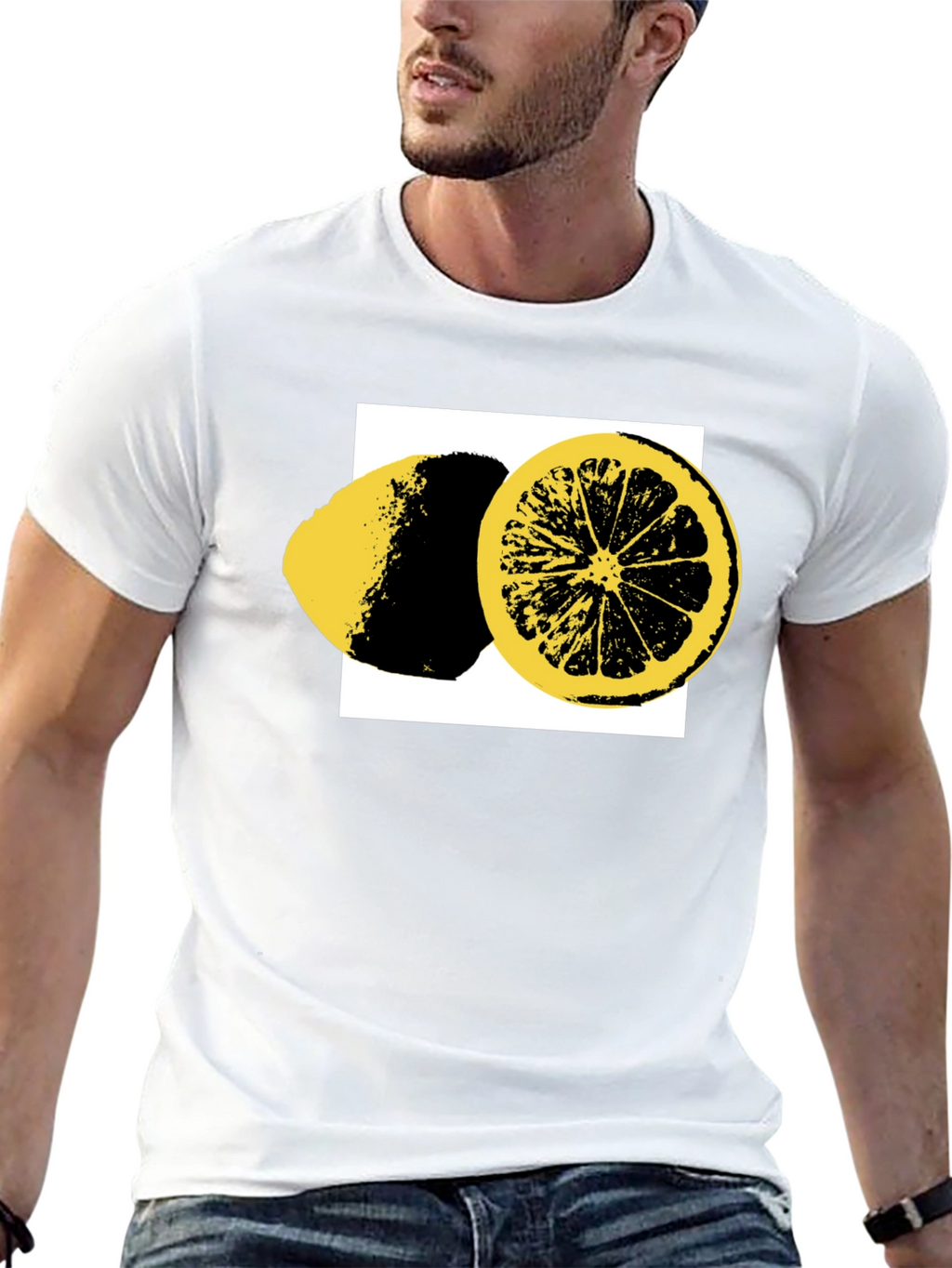 Lemon Slice Graphic Tee - Black Cotton T-Shirt
