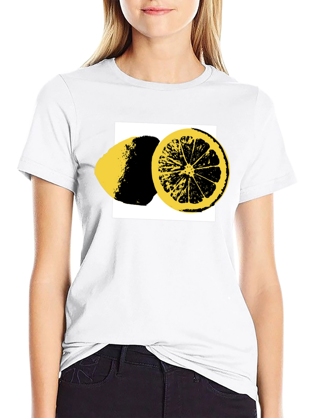 Lemon Slice Graphic Tee - Black Cotton T-Shirt