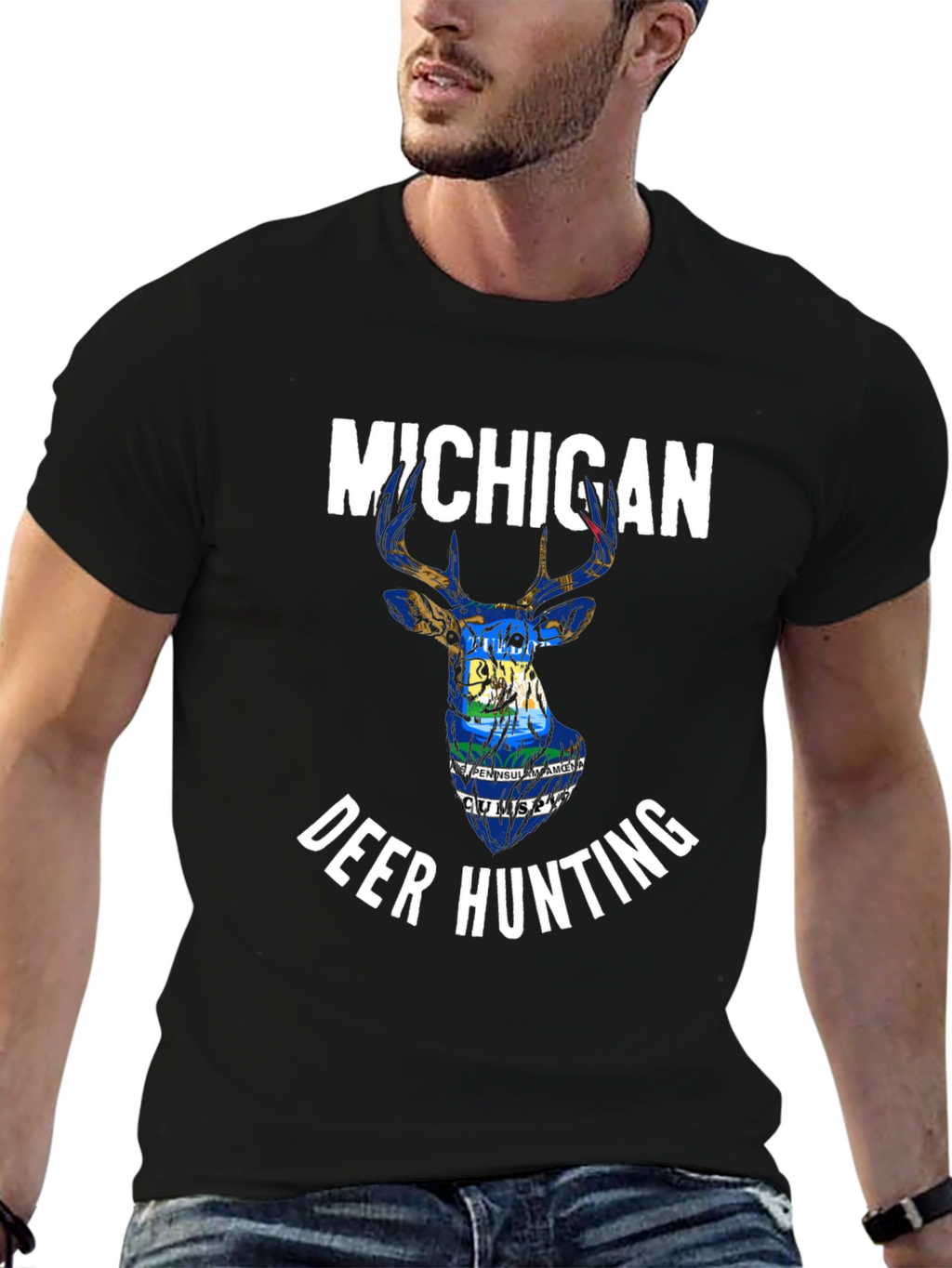Michigan Deer Hunting Black T-Shirt