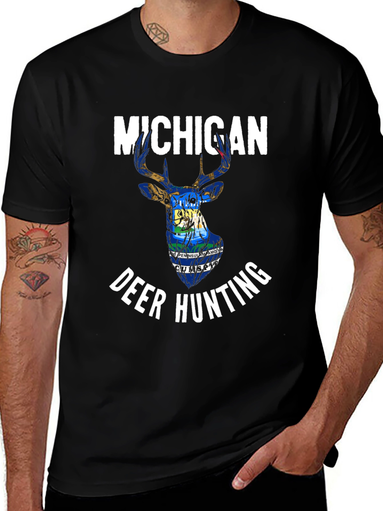 Michigan Deer Hunting Black T-Shirt