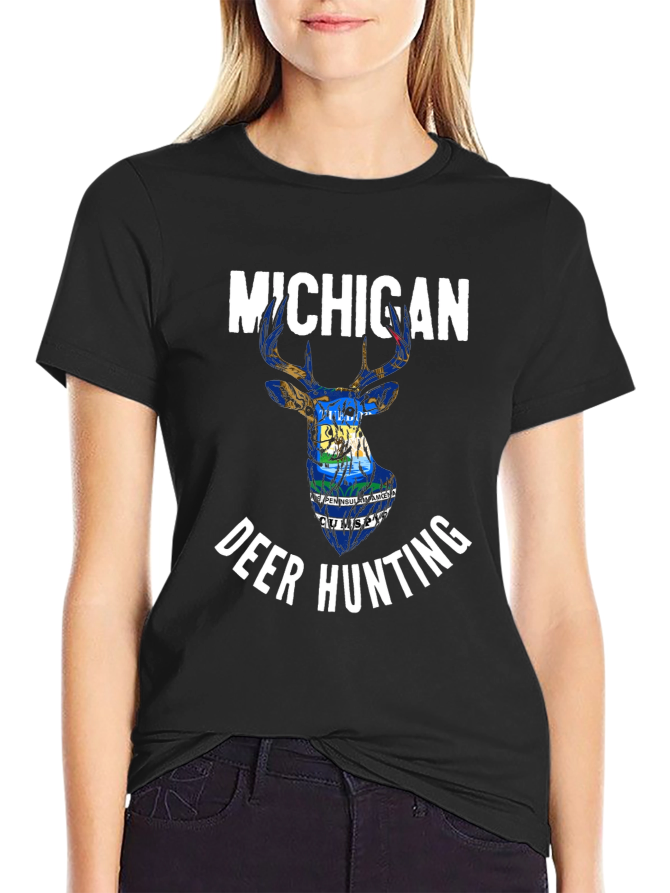 Michigan Deer Hunting Black T-Shirt
