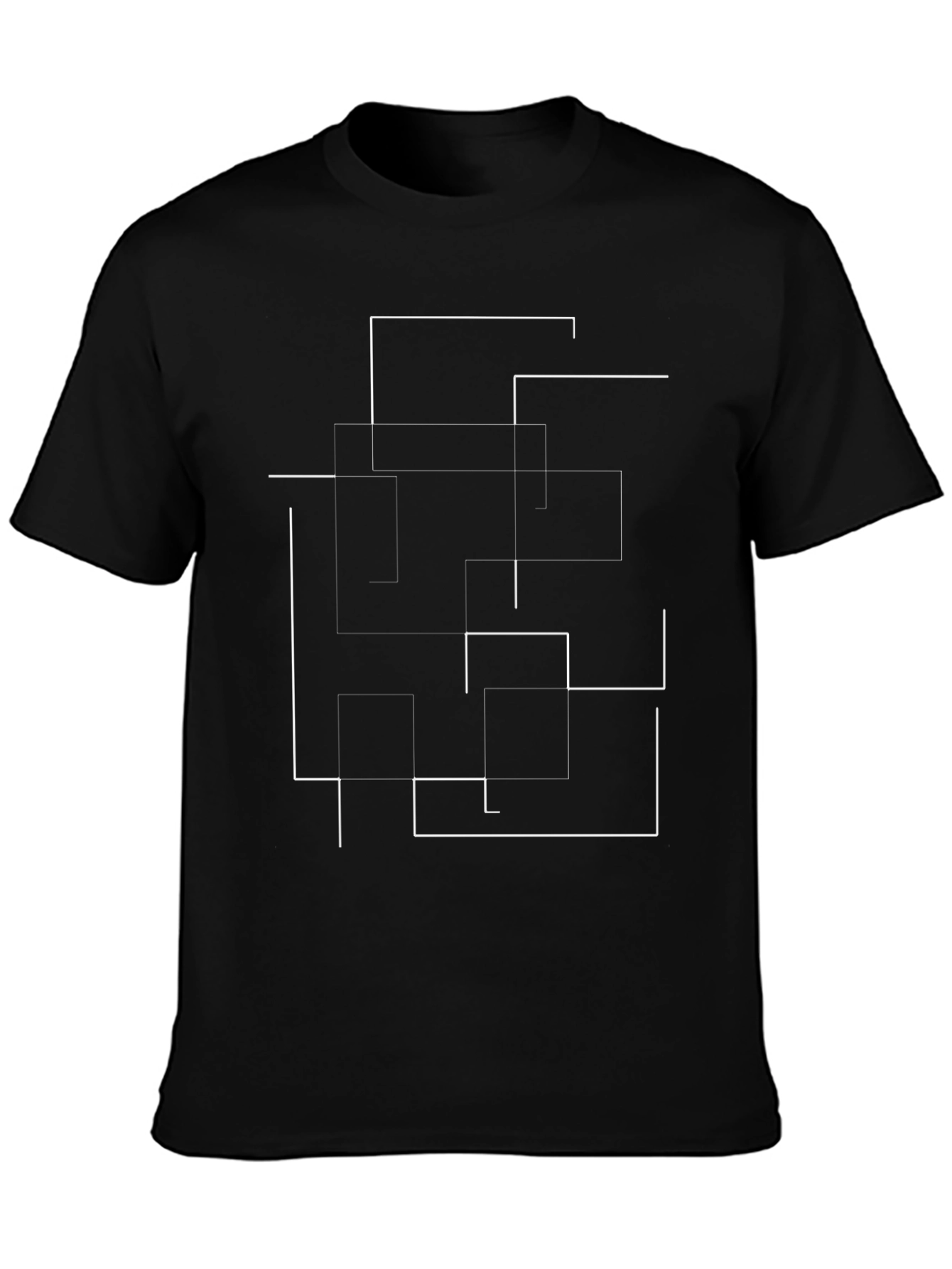 Abstract Lines Graphic Print Black T-Shirt