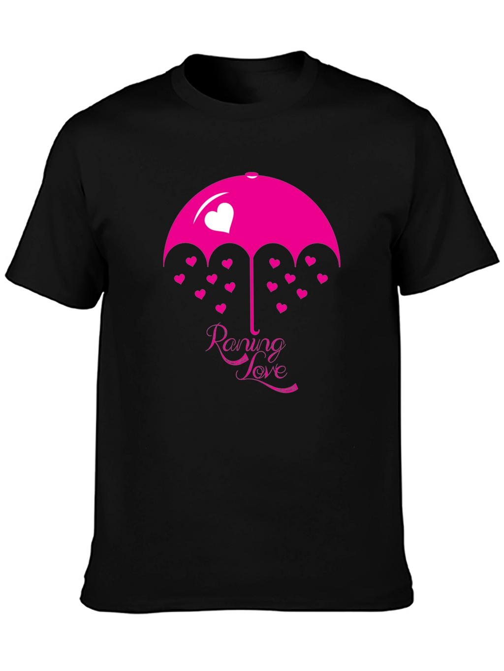 Raining Love Graphic Print Black T-Shirt