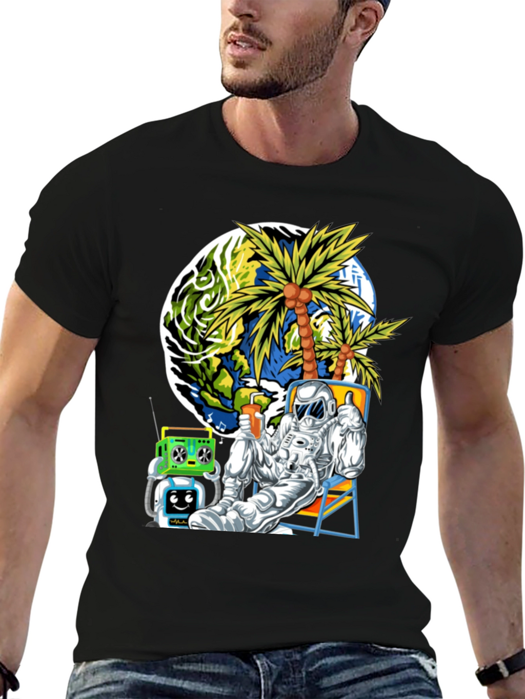 Astronaut Lounging Graphic T-Shirt