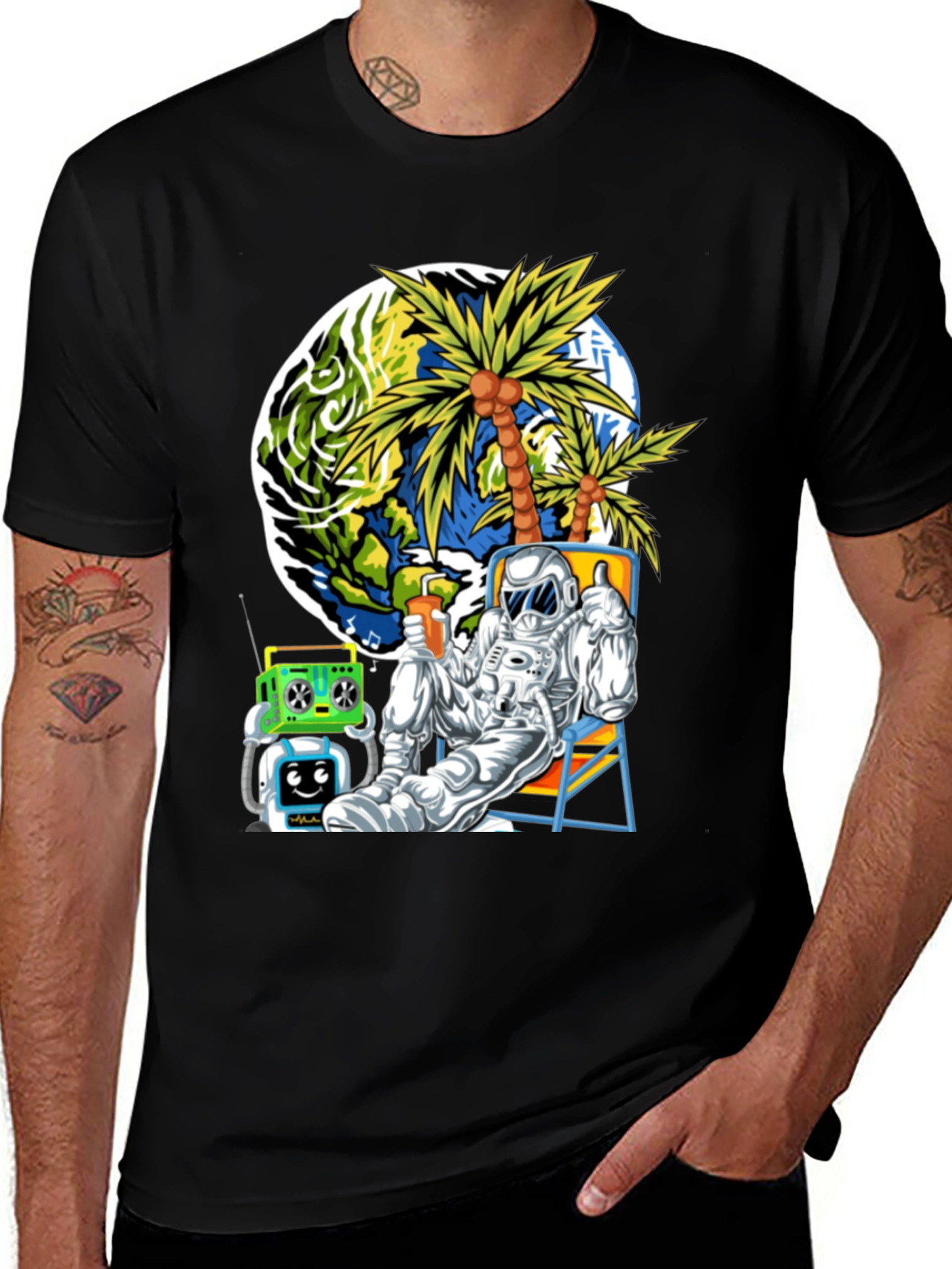 Astronaut Lounging Graphic T-Shirt
