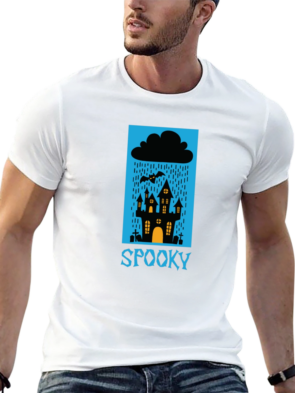 Spooky Halloween T-Shirt - Haunted House Design