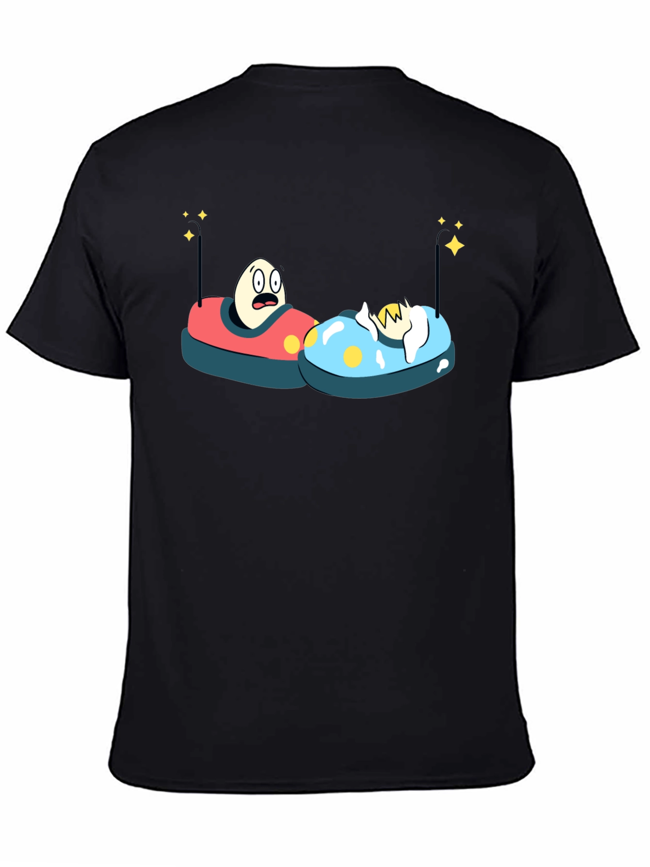 Bumper Car Eggs T-Shirt - Fun Cartoon Graphic Tee