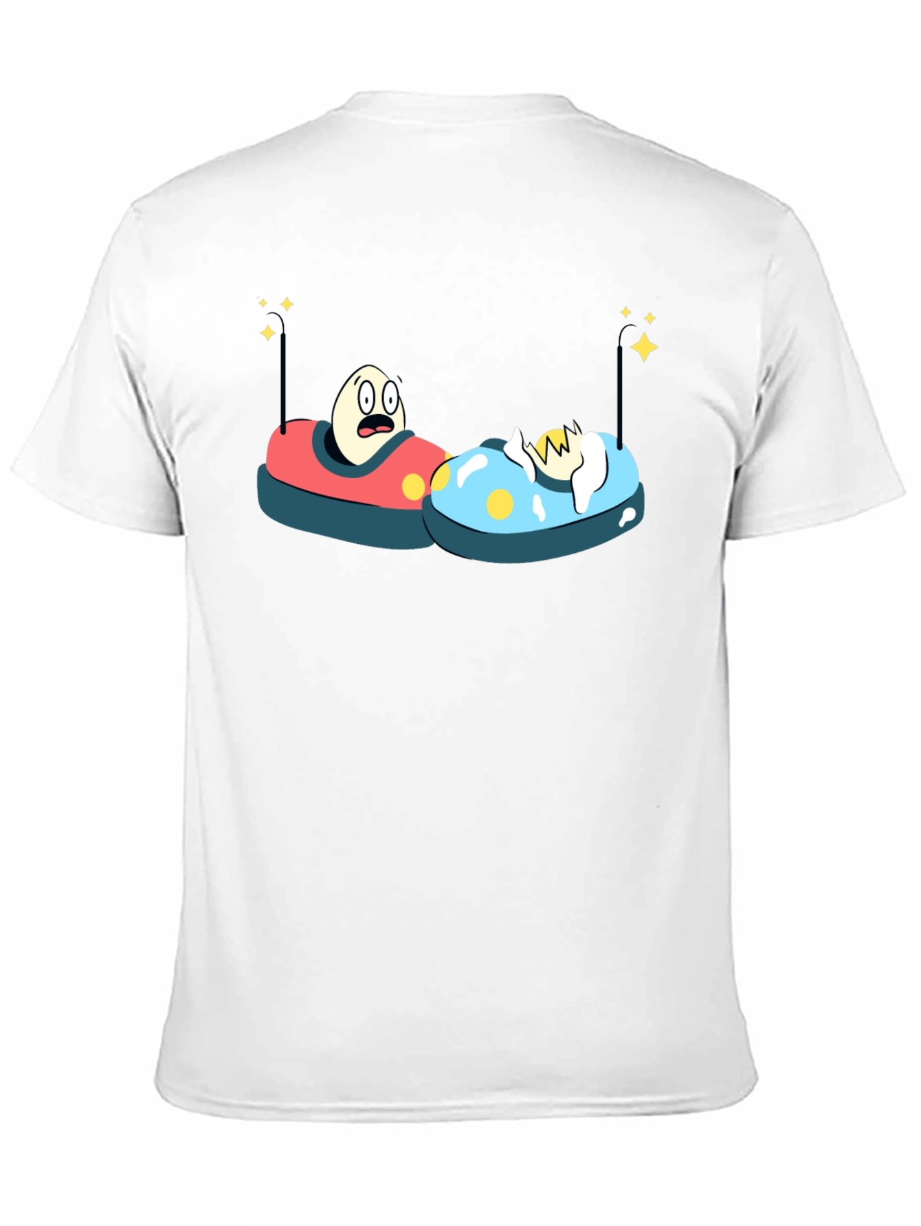 Bumper Car Eggs T-Shirt - Fun Cartoon Graphic Tee