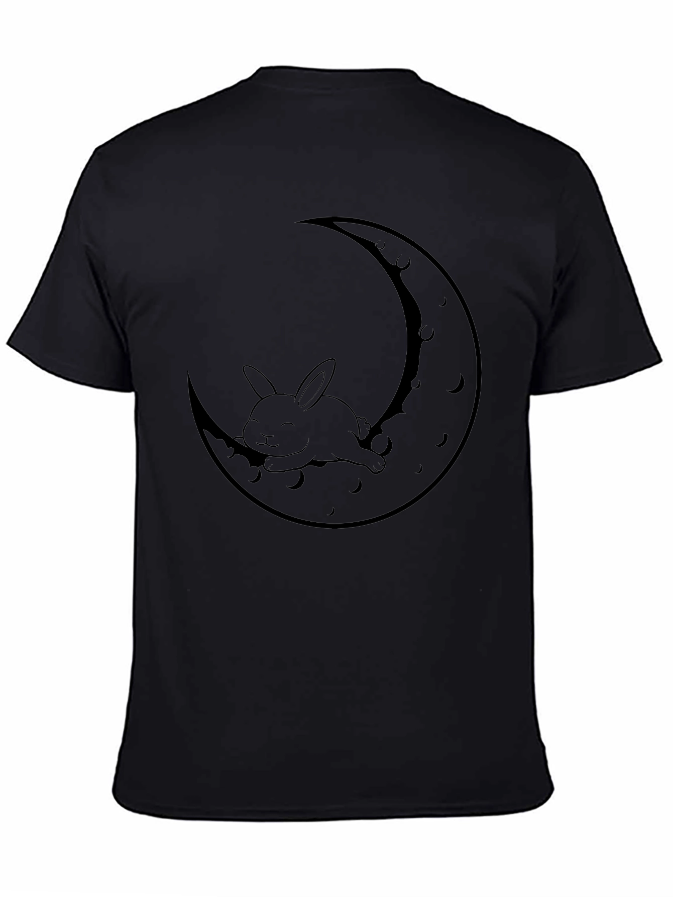 Rabbit Moon Graphic Tee - Relaxed Fit Black T-Shirt