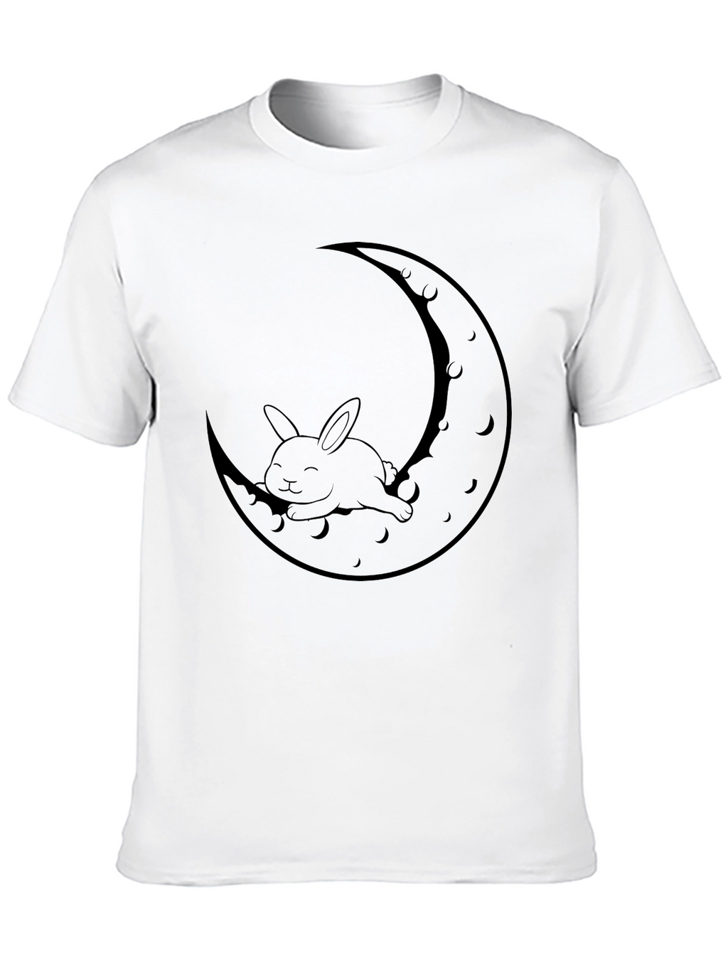 Rabbit Moon Graphic Tee - Relaxed Fit Black T-Shirt