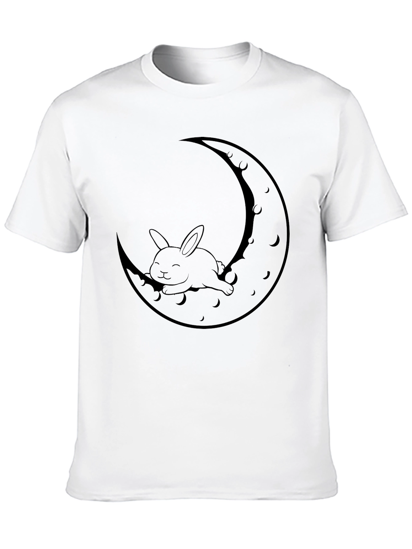 Rabbit Moon Graphic Tee - Relaxed Fit Black T-Shirt