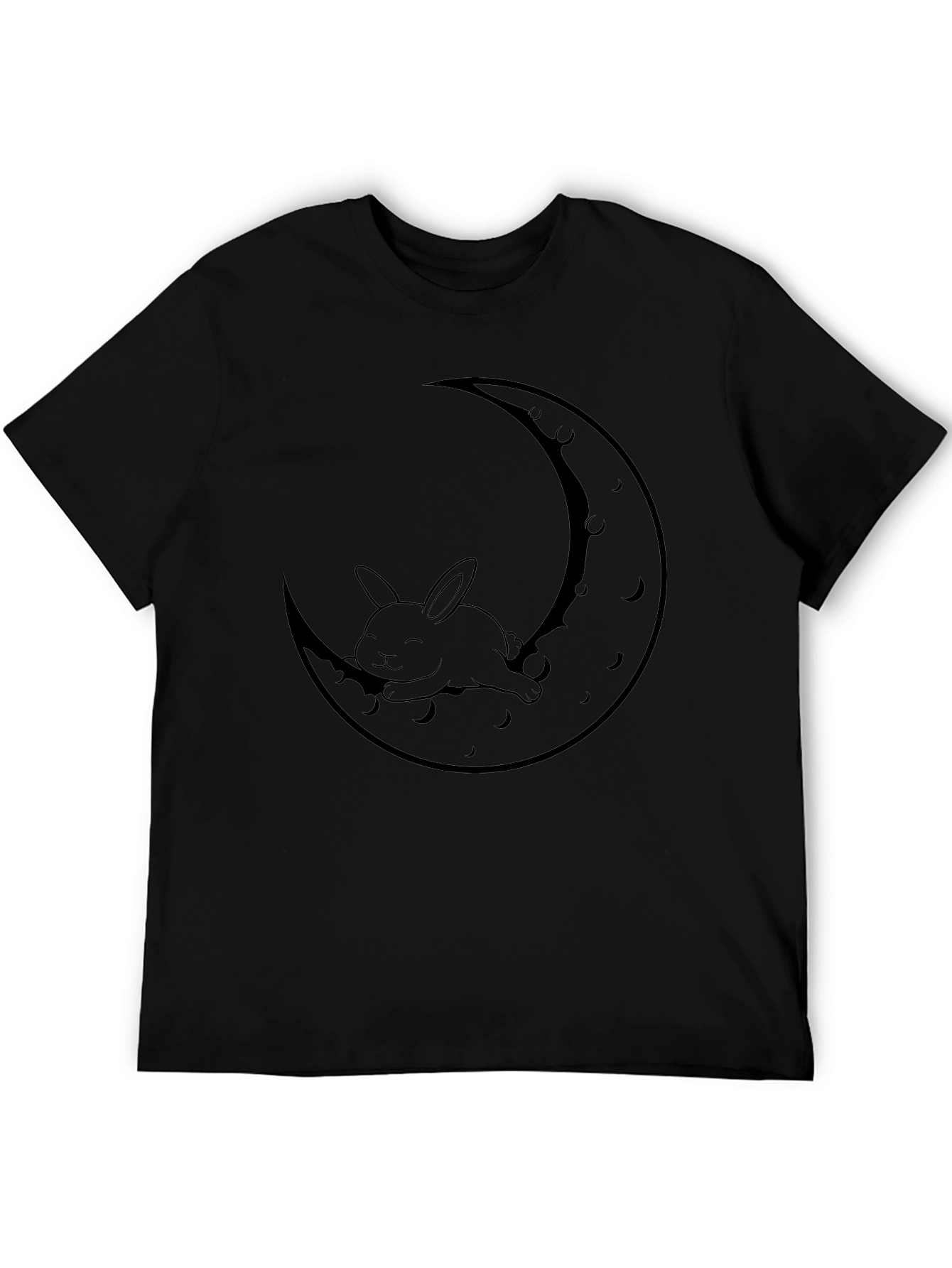 Rabbit Moon Graphic Tee - Relaxed Fit Black T-Shirt