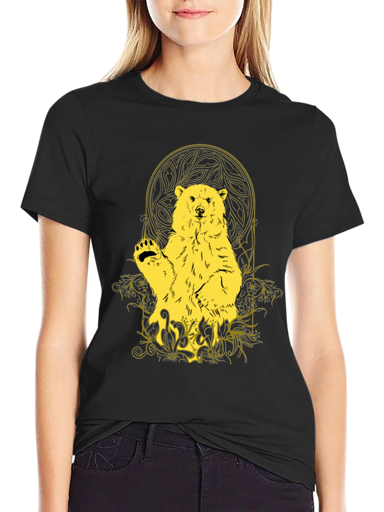 Bear Graphic Tee - Black Casual T-Shirt