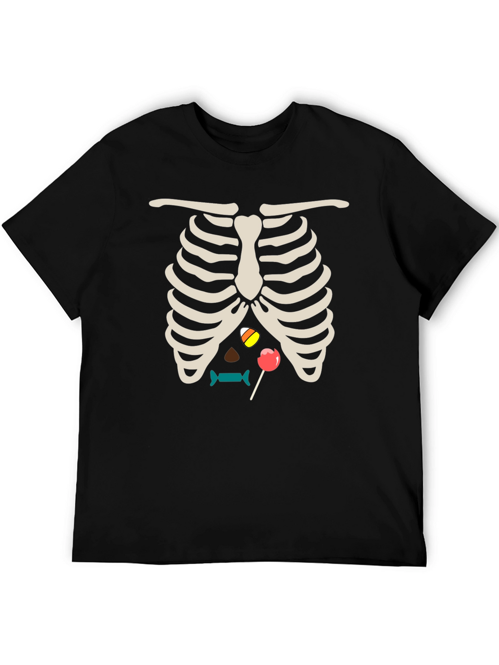Halloween Candy Rib Cage Black T-Shirt