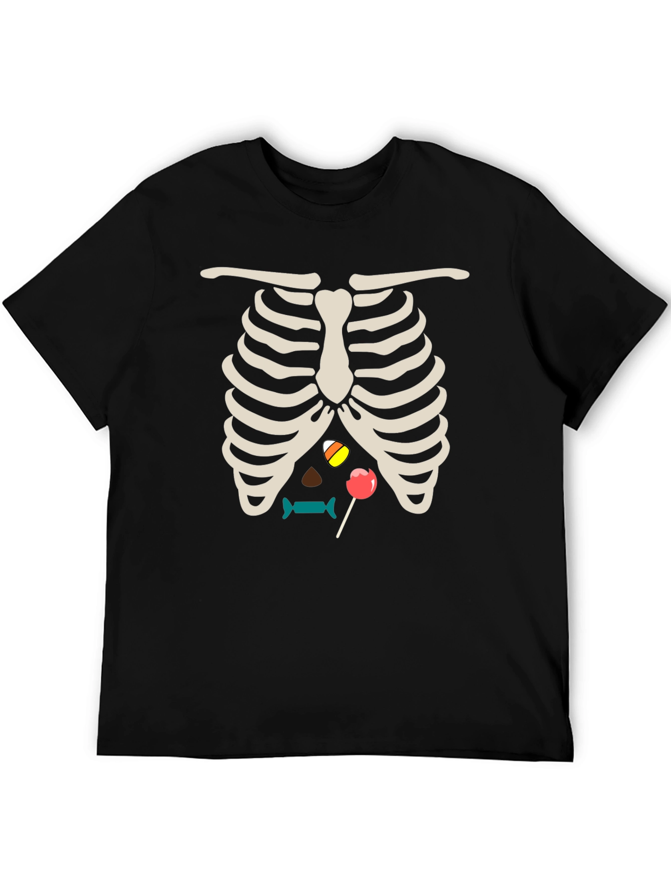 Halloween Candy Rib Cage Black T-Shirt