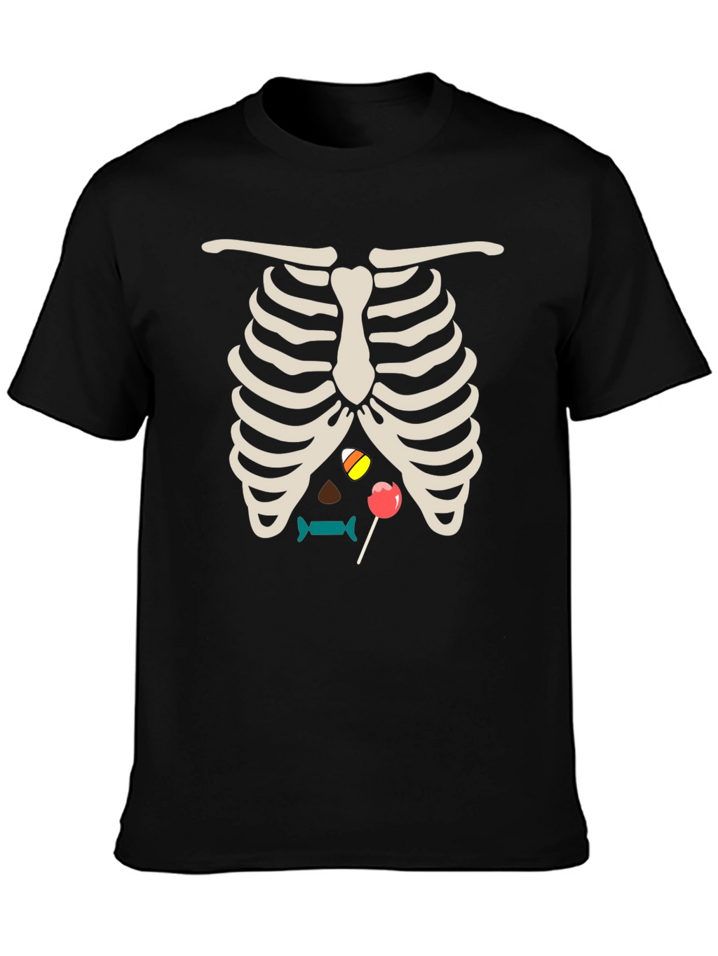 Halloween Candy Rib Cage Black T-Shirt
