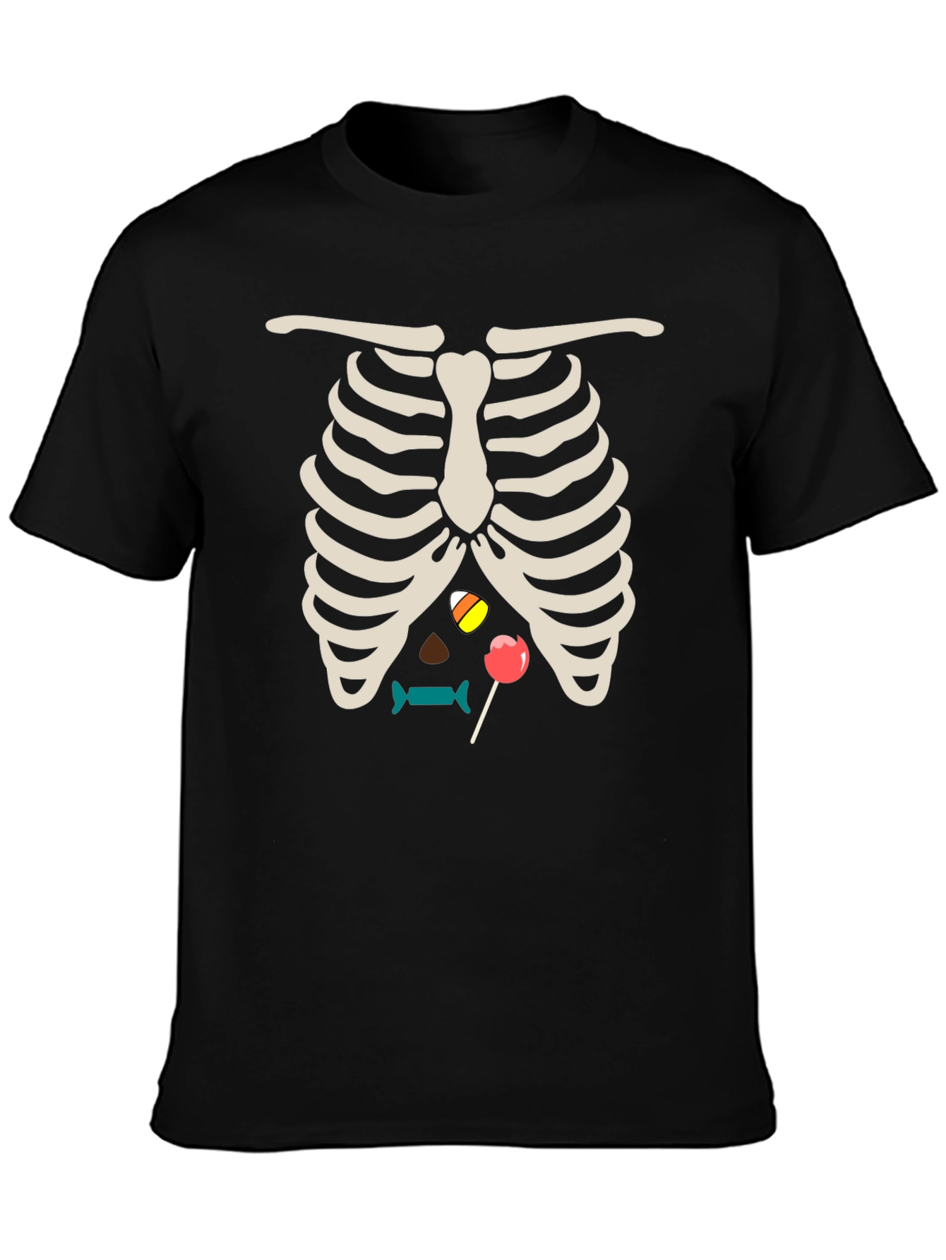Halloween Candy Rib Cage Black T-Shirt