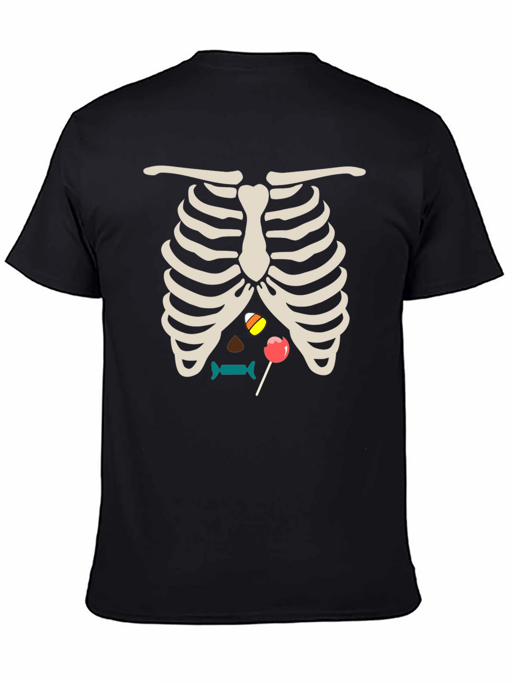 Halloween Candy Rib Cage Black T-Shirt