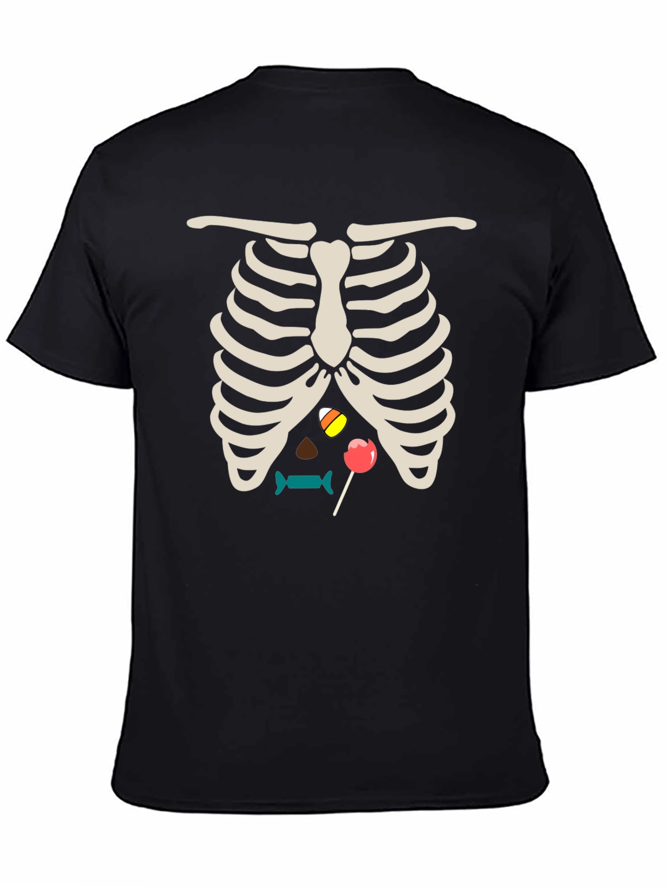 Halloween Candy Rib Cage Black T-Shirt
