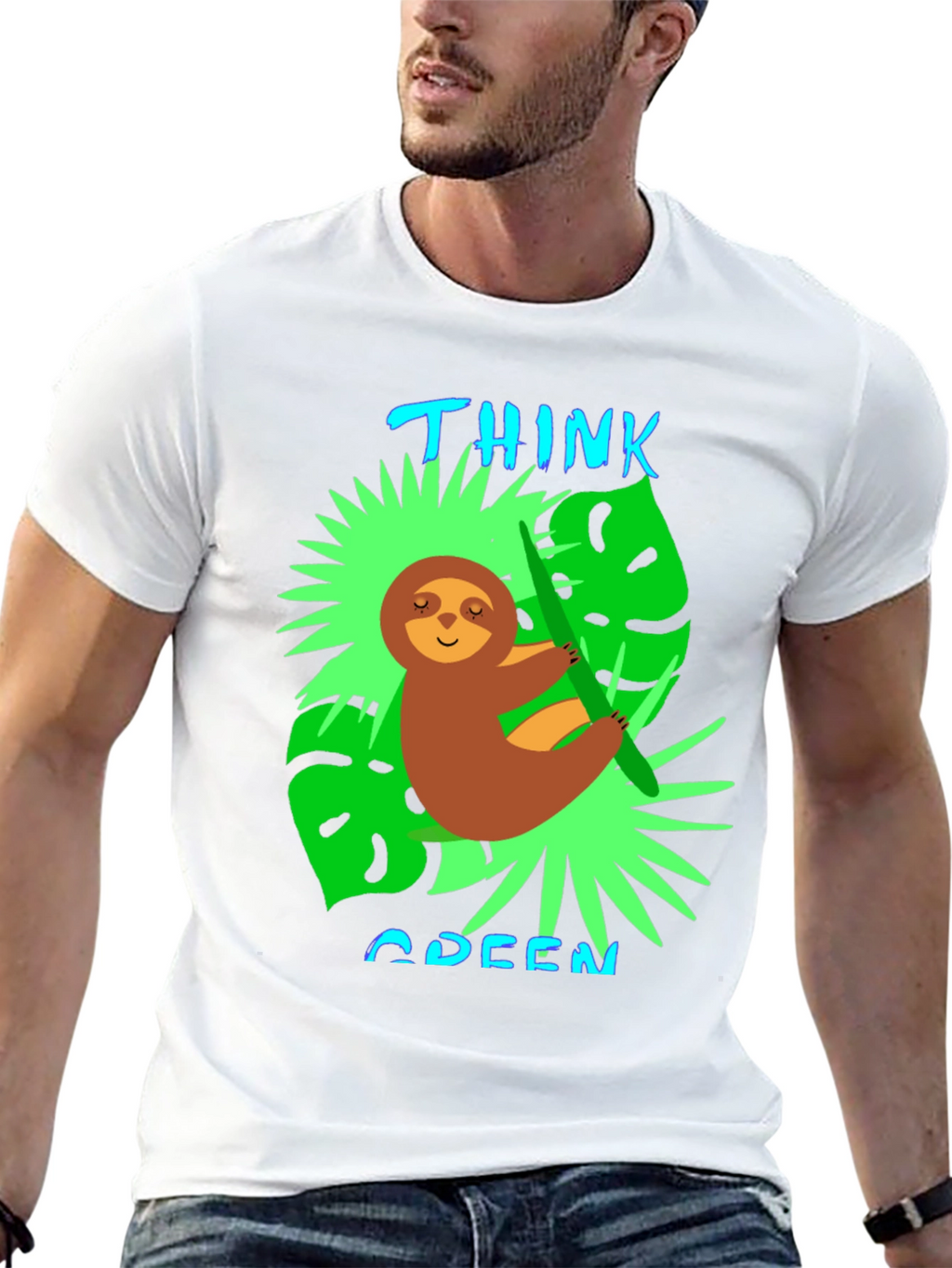 Think Green Sloth Graphic Tee