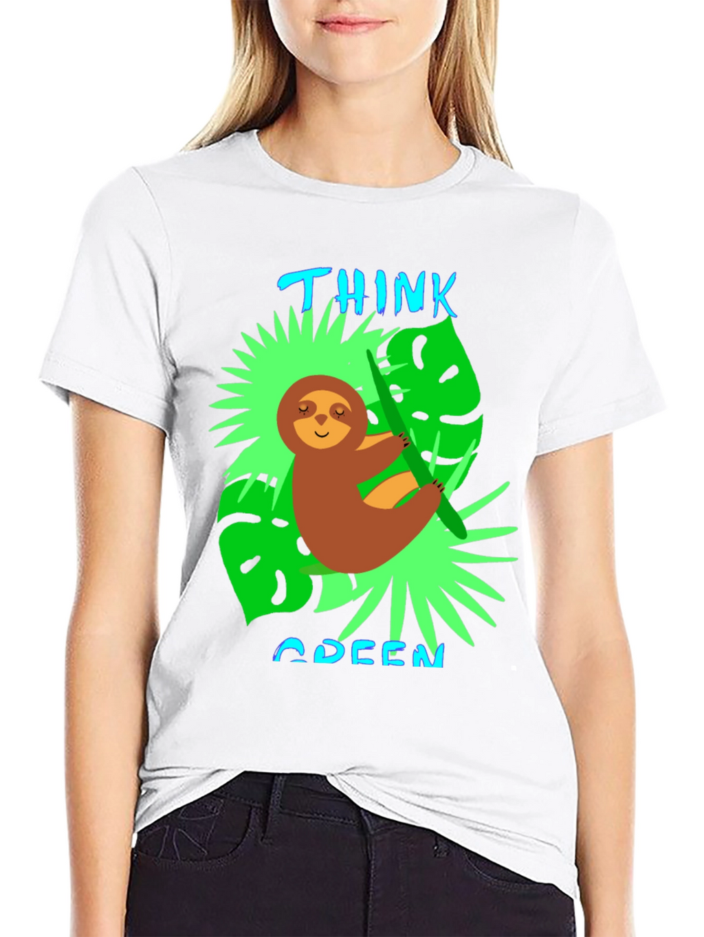 Think Green Sloth Graphic Tee