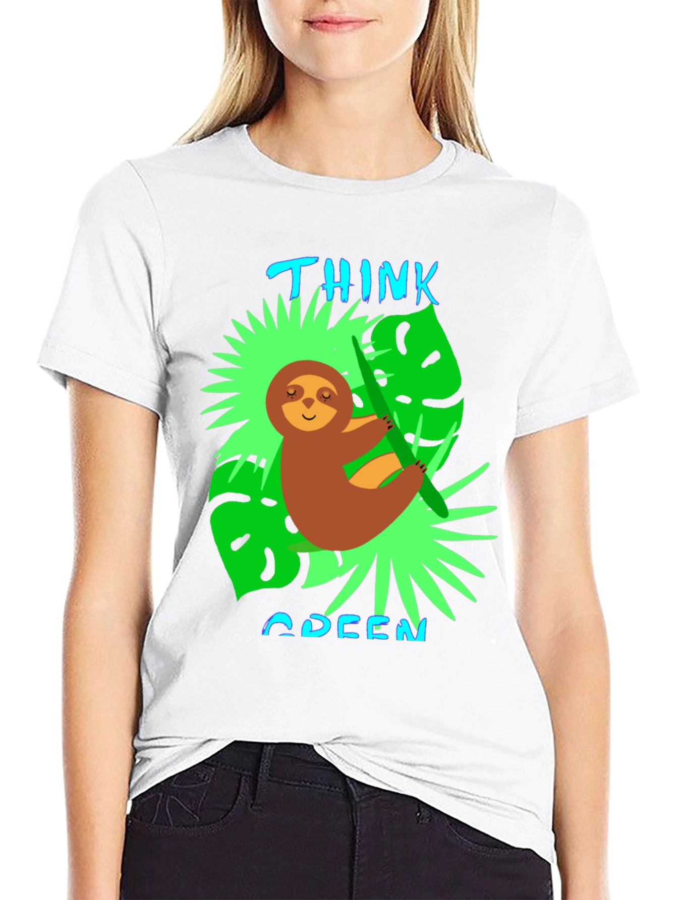 Think Green Sloth Graphic Tee