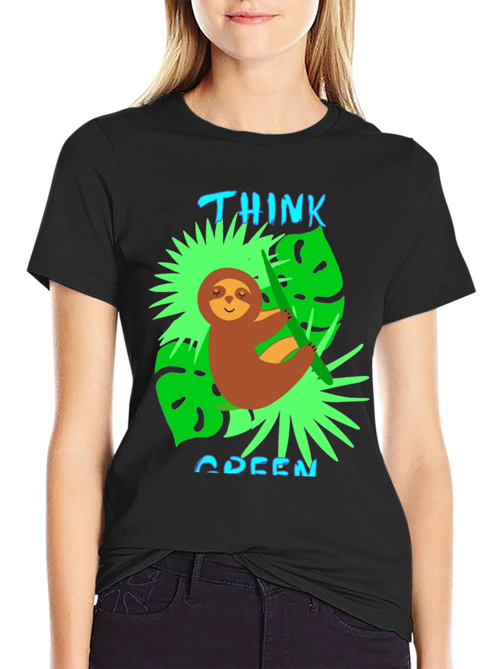 Think Green Sloth Graphic Tee