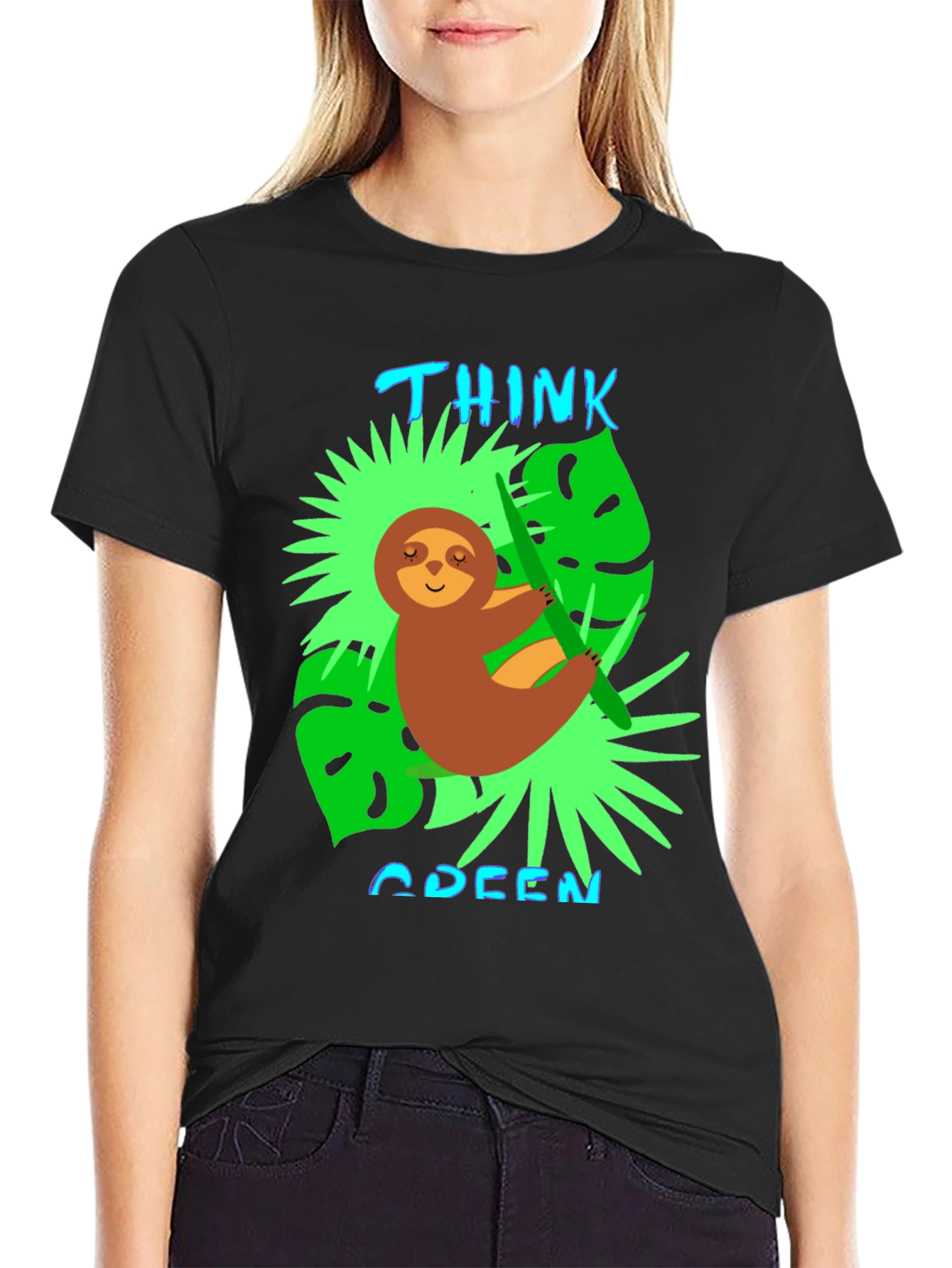 Think Green Sloth Graphic Tee