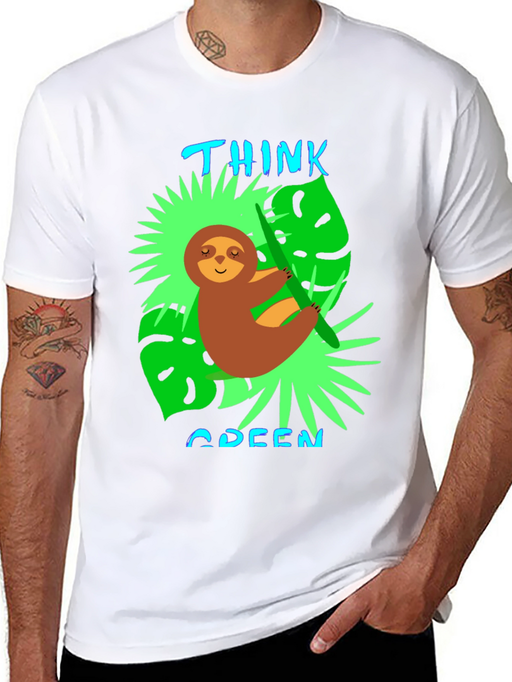 Think Green Sloth Graphic Tee