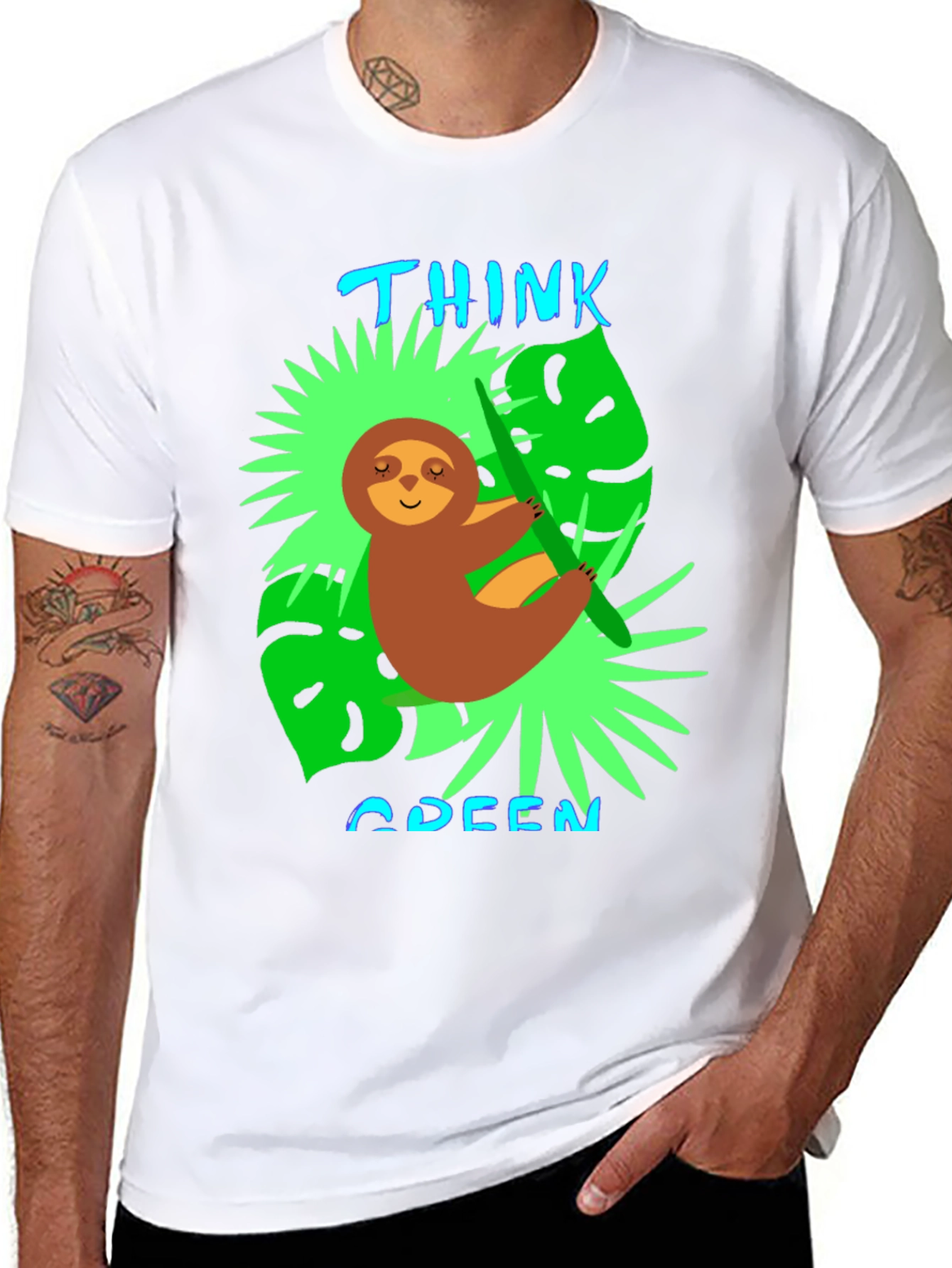 Think Green Sloth Graphic Tee