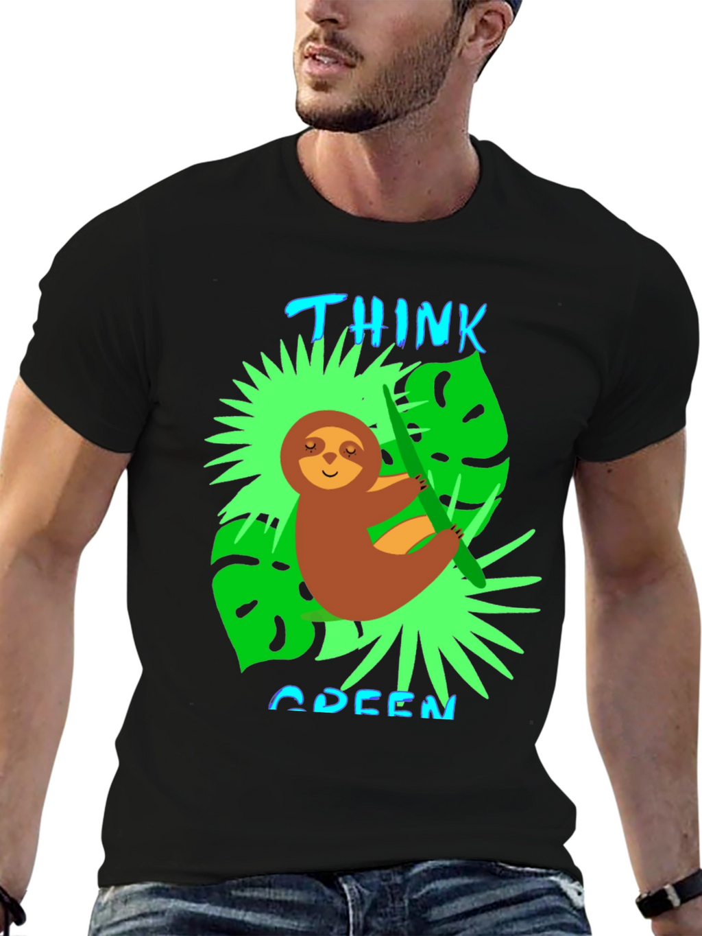 Think Green Sloth Graphic Tee