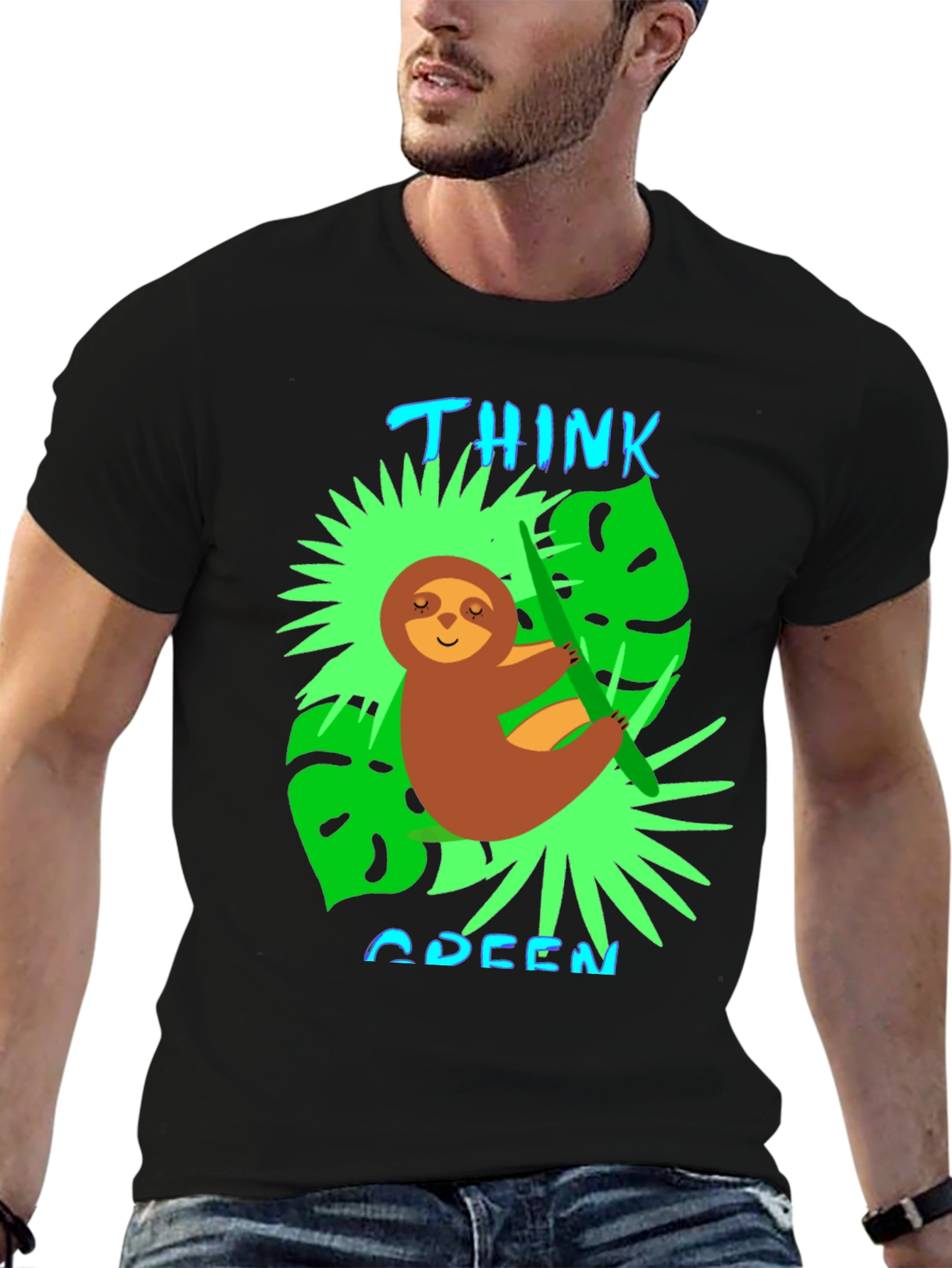 Think Green Sloth Graphic Tee