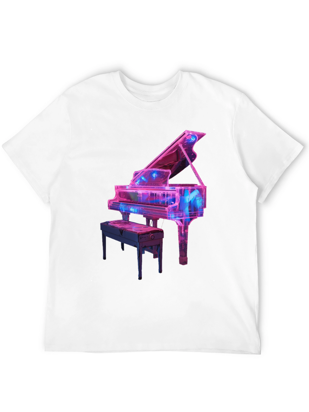 Neon Piano Graphic Tee - Music Lovers T-Shirt