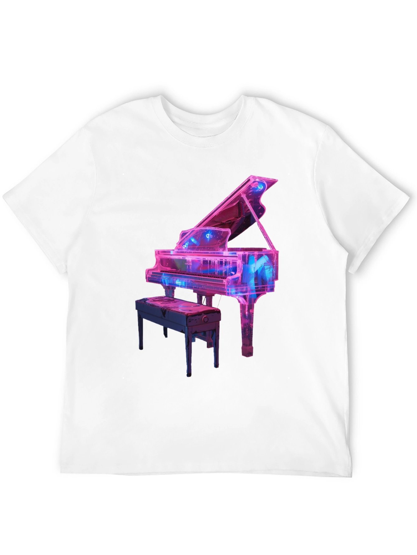 Neon Piano Graphic Tee - Music Lovers T-Shirt