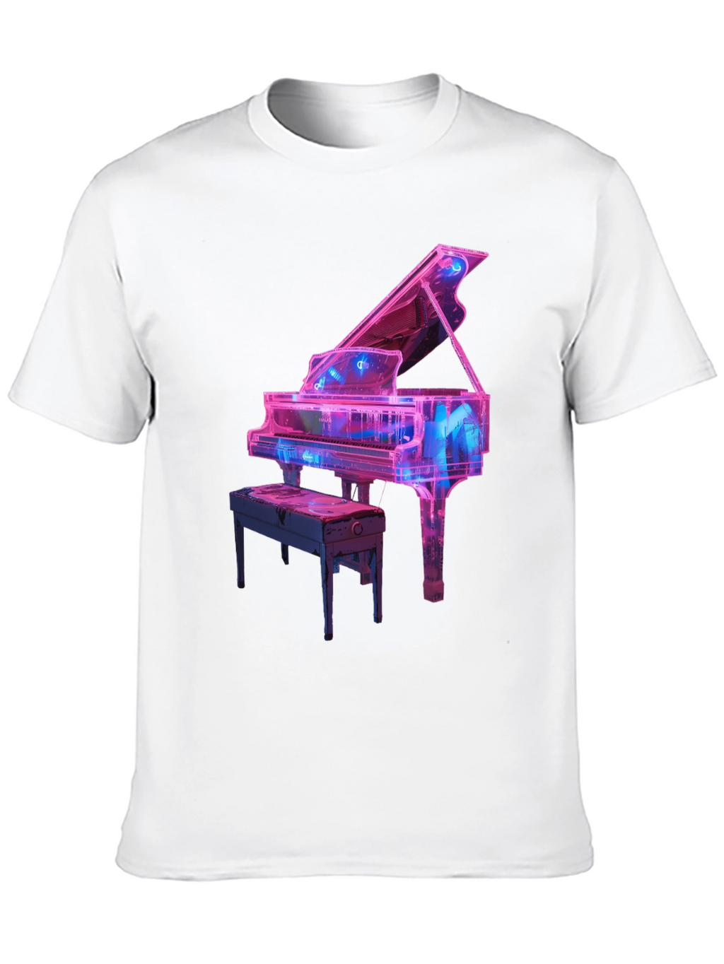 Neon Piano Graphic Tee - Music Lovers T-Shirt