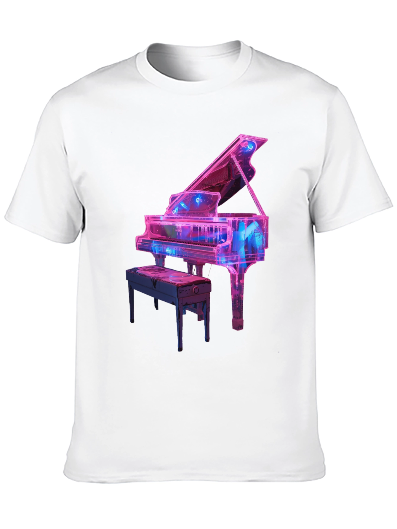 Neon Piano Graphic Tee - Music Lovers T-Shirt