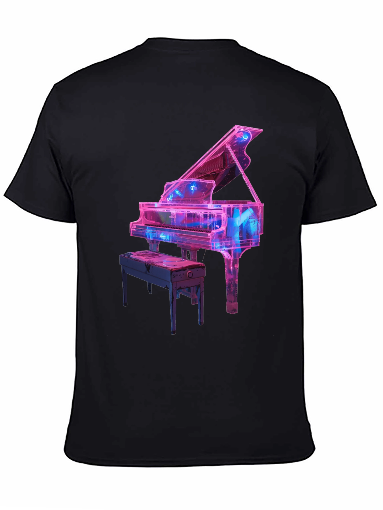 Neon Piano Graphic Tee - Music Lovers T-Shirt