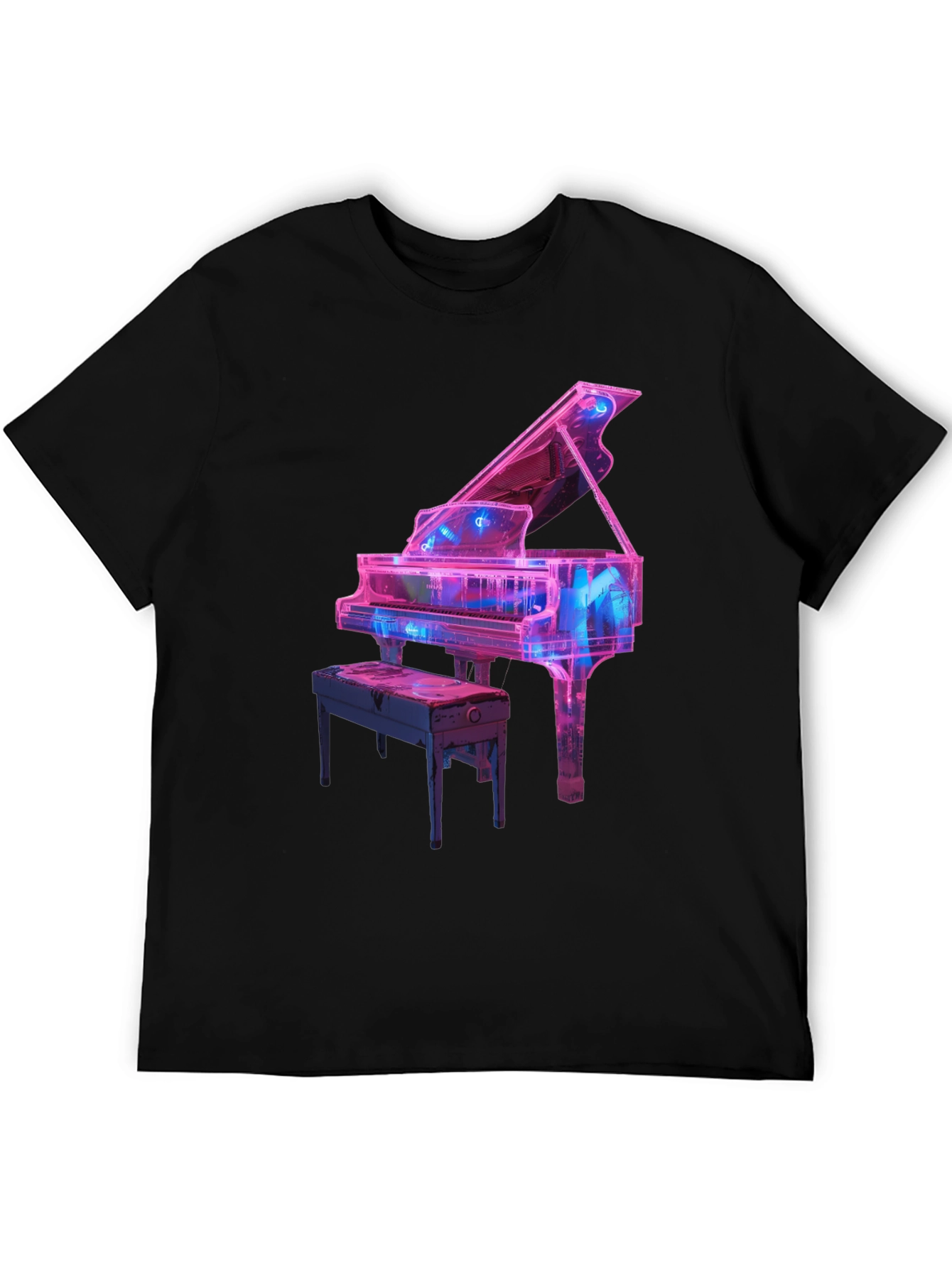 Neon Piano Graphic Tee - Music Lovers T-Shirt