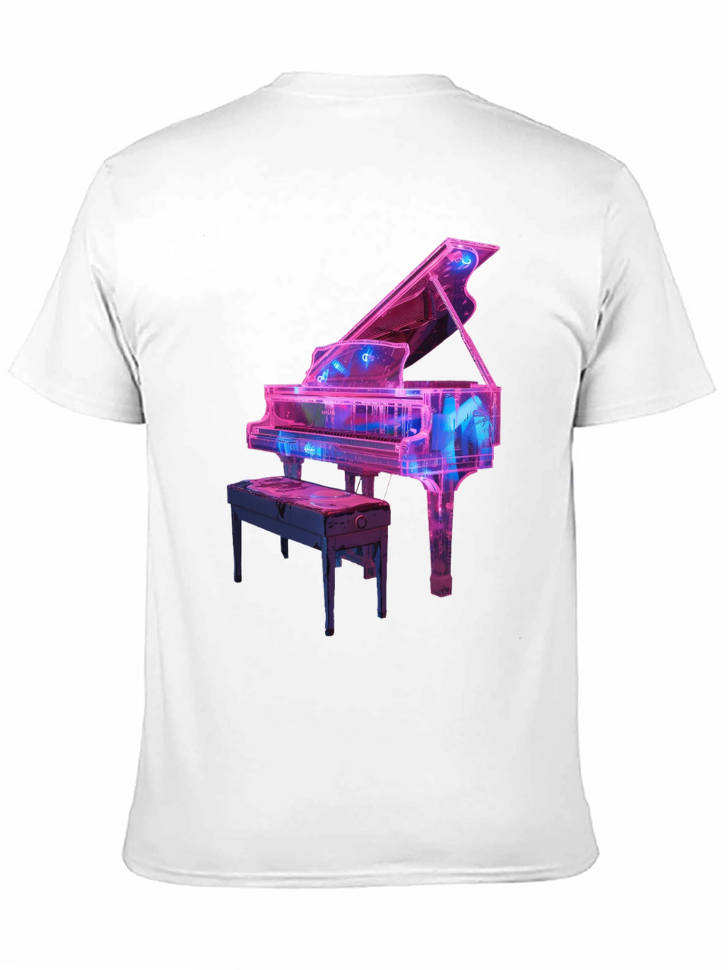 Neon Piano Graphic Tee - Music Lovers T-Shirt