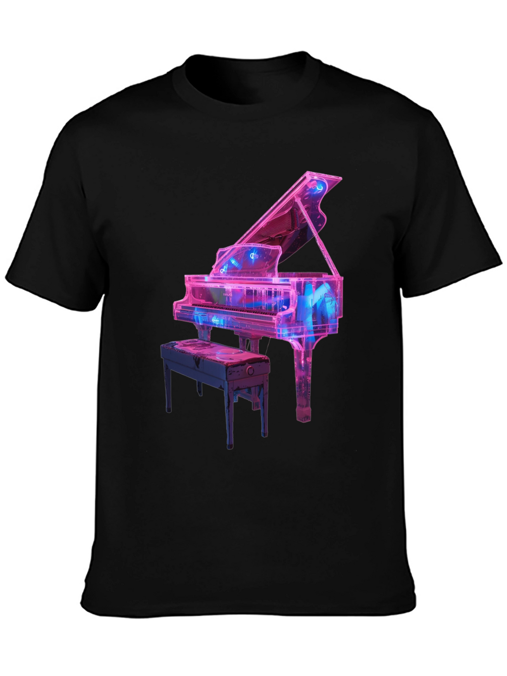 Neon Piano Graphic Tee - Music Lovers T-Shirt