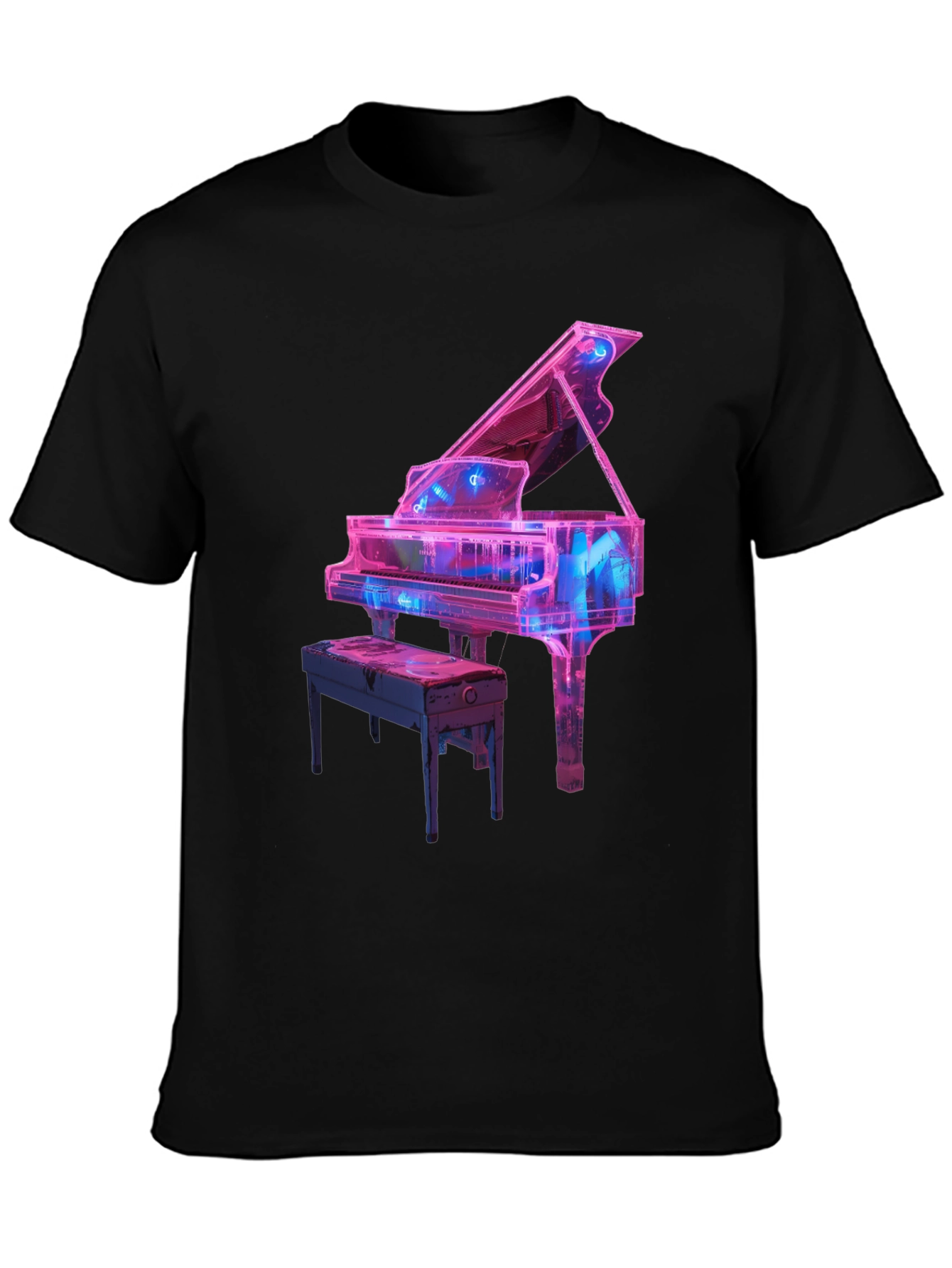 Neon Piano Graphic Tee - Music Lovers T-Shirt