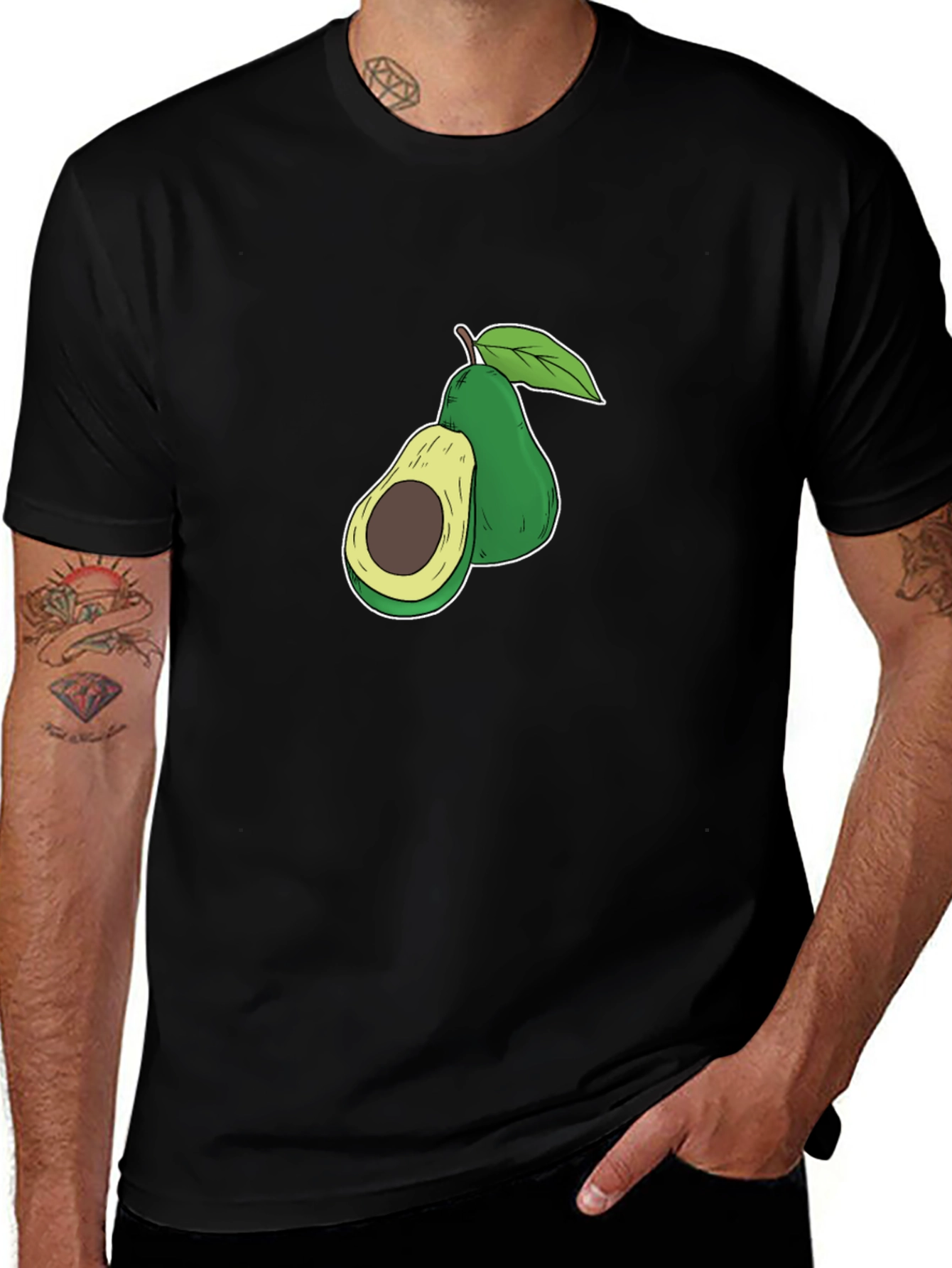 Avocado Graphic Print Black T-Shirt